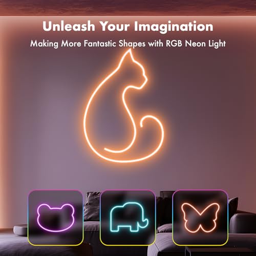 SILFU Neon Rope Lights, 50FT RGB Led Strip, Waterproof IP67, DIY Design, Music Sync, 44 Keys Remote Control, Multiple Mode...