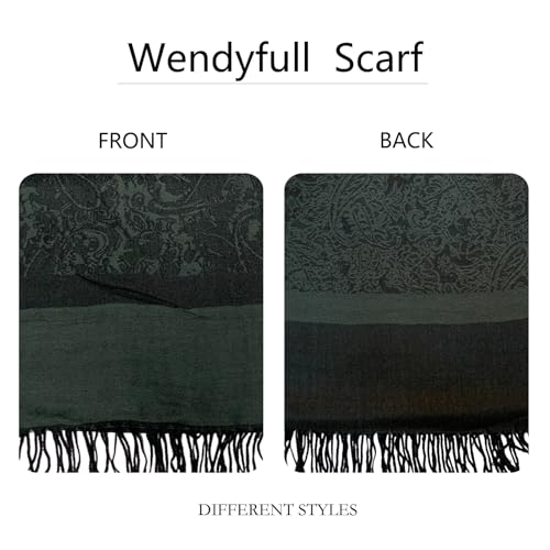 Wendyfull Pashmina Shawls and Wraps w/Fringe Two Tone Vintage Jacquard Paisley Rave Scarf for Weddings Festival