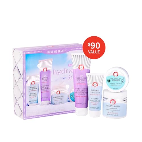 First Aid Beauty - Hydrated Glow Kit: KP Bump Eraser Body Scrub, 4 oz, Facial Radiance Pads, 28 Pads, Pure Skin Face Clean...