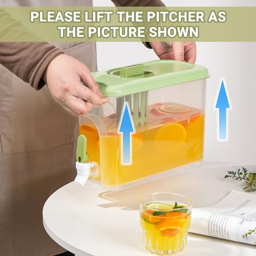 RAMFIYN 1 Gallon Drink Dispenser for Fridge, Water Container with Spigot, Upgraded Gallon Water Dispenser Ice Tea Pitcher ...