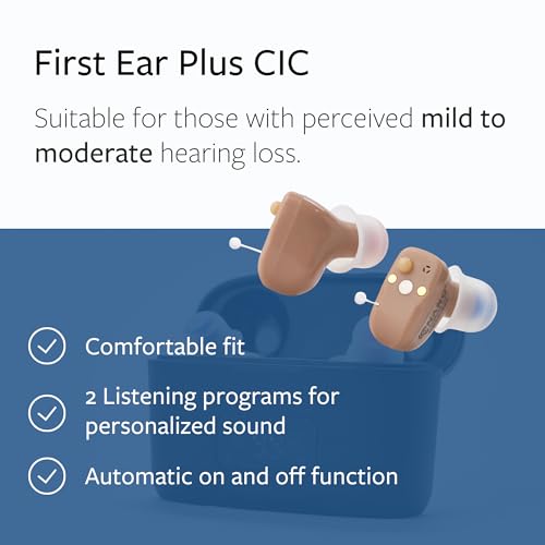 Nano Hearing Aids First Ear Plus CIC - Completely in Canal - For Adults & Seniors with Mild to Moderate Hearing Loss - Inc...