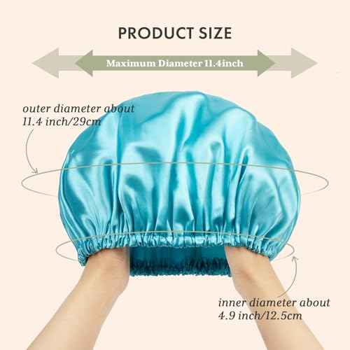 AmazerBathShower Cap, 4 PCS Shower Caps for Women Reusable Waterproof, Double Layers Hair Cap for Shower, Elastic and Flexi Bath Caps, Environmental Protection Bathing Hat for Adult Kids