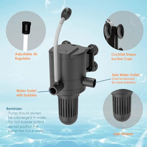 AquaMiracle Aquarium Powerhead Pump with Double Water Outlet & Aeration, 320GPH Fish Tank Water Pump Wave Maker for Aquari...