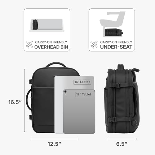 Traveler's Choice Markham 27L Backpack, Expandable, Business, Travel, Work, Office, Camping, Hunting, Fishing, Black, Large