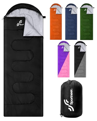 Sportneer Sleeping Bag, 3 Seasons Warm Cold Weather Sleeping Bags for Adults Kids Boys Girls with Compression Sack- Lightw...
