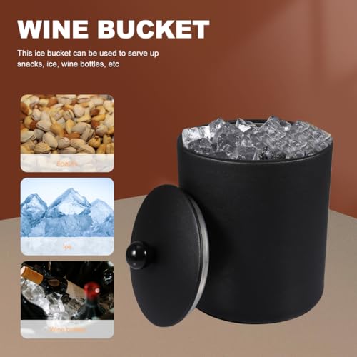 Cabilock Stainless Steel Ice Bucket with Tong Thickened Wine Cooler 7.3X5.5 Inches for Home Bar Parties and Outdoor Use