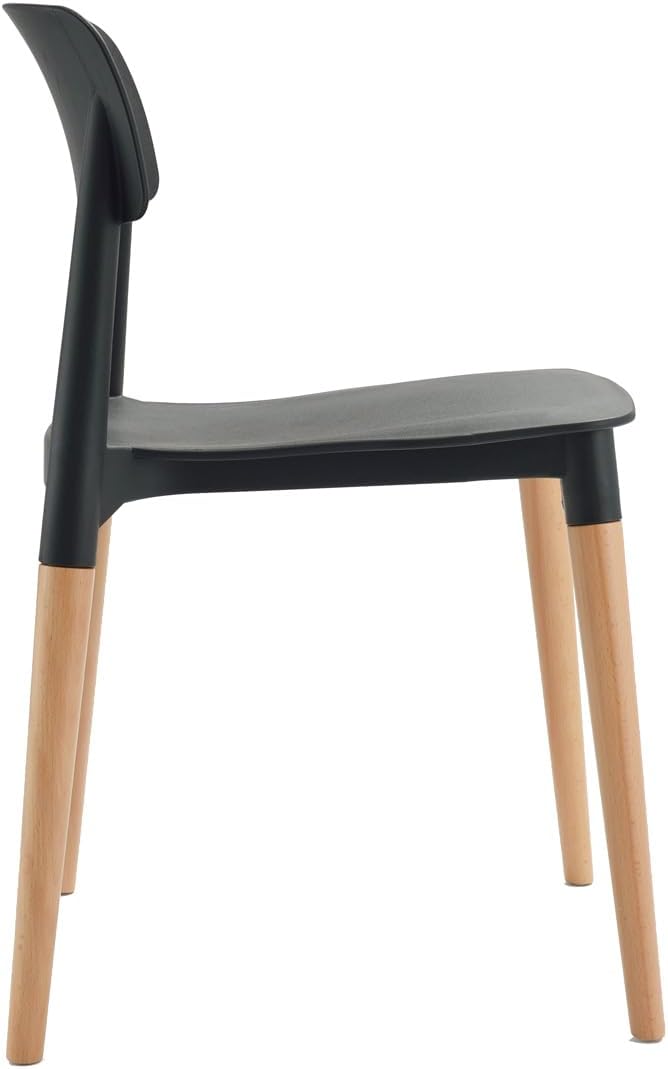 COZYBLOCK Bel Dining Bistro Cafe Style Modern Minimalist Side Chair Set of 2 (Black)