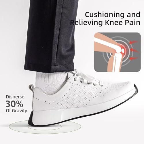 Women's Orthopedic Leather Dress Walking Shoes: Comfortable Shoes with Arch Support for Plantar Fasciitis, Casual Flat Fee...