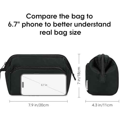 Narwey Makeup Bag Women Wide-open Make up Bag Travel Cosmetic Bag Organizer Toiletry Bag for Cosmetics Toiletries Accessories (Black)