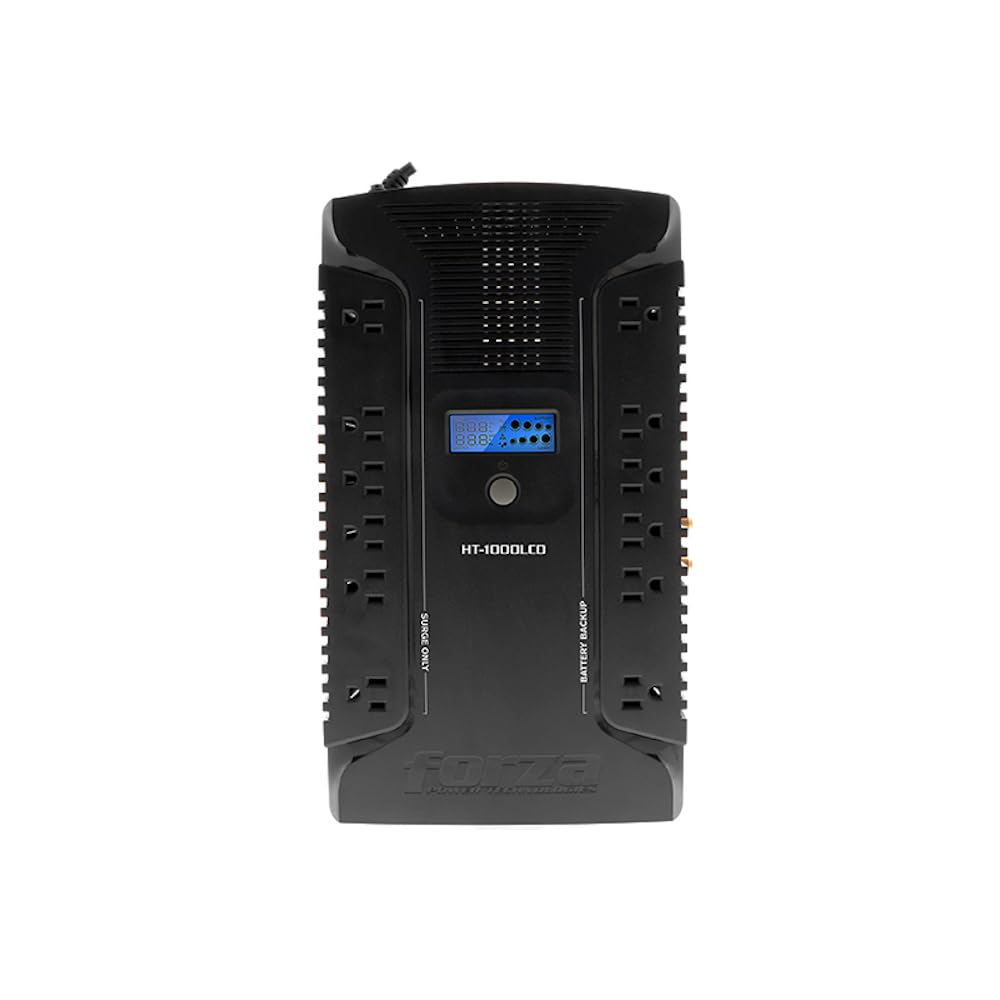 Forza Ups 1000Va/600W Line Interactive Uninterrupted Battery Backup Supply, 12 Outlets, Avr, Lcd Screen, Usb, Coaxial, 3 Year Wa
