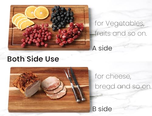 Fibogollo Acacia Wood Cutting Boards for Kitchen(Set of 3),Wooden Chopping Boards Set with Juice Groove,Serving Board with...