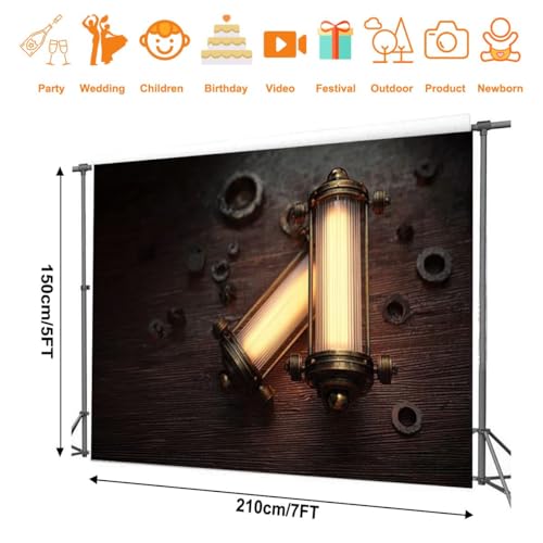 Photography Backdrop Photography Background Glowing Lamps Wooden Table for Photoshoot Portrait Photo Studio Video Prop Bir...