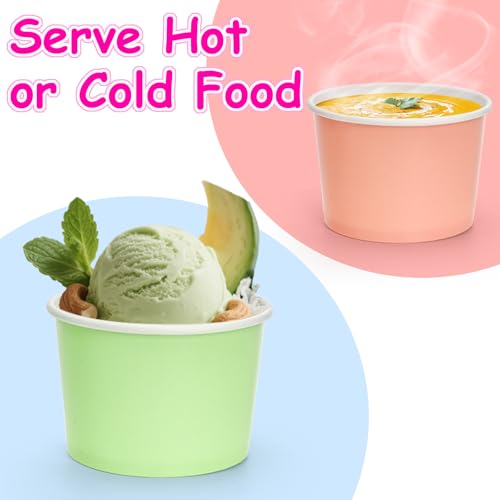 Lawei 300 Pack Paper Ice Cream Cups, 8oz Disposable Dessert Snack Bowls for Hot or Cold Food, Cute Stackable Treat Cups fo...