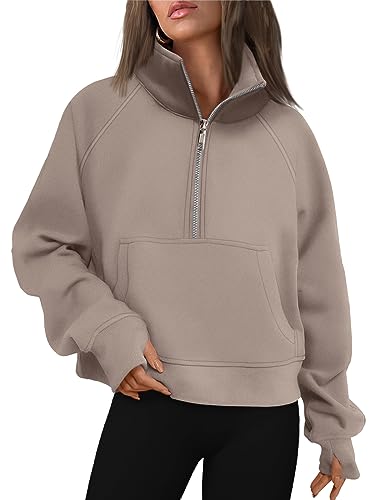 AUTOMET Womens Sweatshirts Half Zip Cropped Pullover Fleece Quarter Zipper Hoodies 2026 Fall Fashion Outfits Clothes