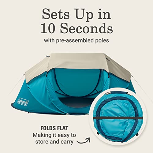 Coleman Pop-Up Instant Tent Sets Up in 10 Seconds, Portable & Lightweight 2/4 Person Weatherproof Camping Tent with Adjust...