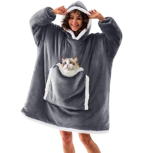 JOYWOO Wearable Blanket Hoodie, Birthday Gifts for Women Men Mom, Oversized Hooded Blanket for Adult, Cozy Fuzzy Sherpa Sw...