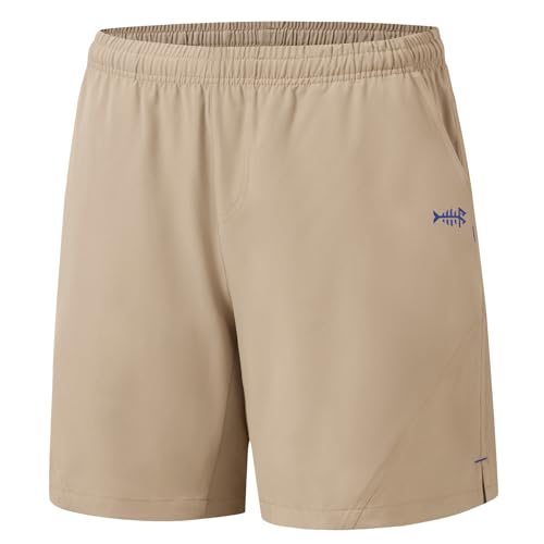 BASSDASH Men’s 7” Fishing Shorts UPF 50+ Lightweight Water Resistant Quick Dry for Hiking with Zipper Pocket FP06M
