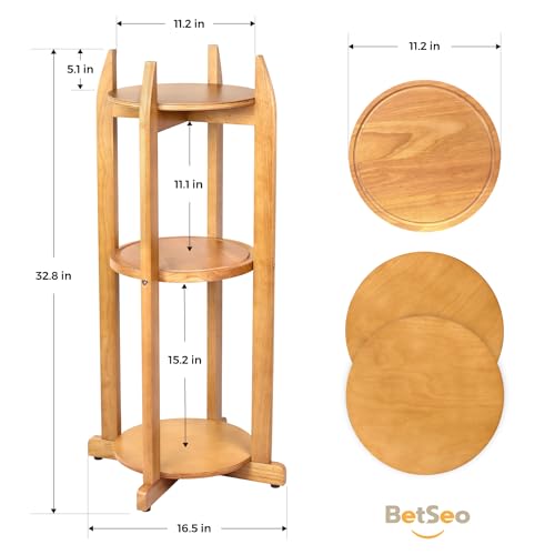 Natural Solid Wood Water Dispenser Floor Stand (32.8" Hight-11.2" Wide) Drink Dispenser Floor Stand with 3 Round Shelfs In...