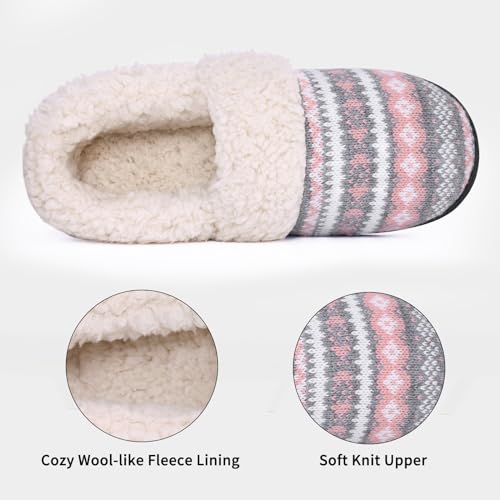 Evshine Women's Fuzzy Memory Foam Slippers, Closed Back Knit Bedroom Slippers, Slip-On Warm House Shoes for Indoor & Outdo...