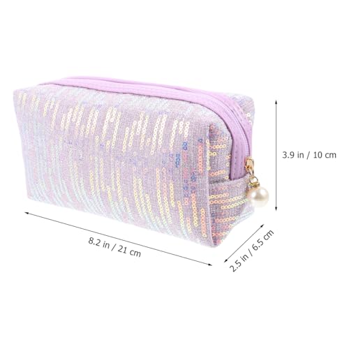 CALLARON Glitter Makeup Bag - 8inch Portable Cosmetic Bag for Women, Trendy Shimmery Evening Purse, Travel Makeup Pouch wi...