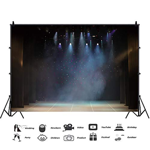 Leyiyi 5x4ft Spotlight Stage Photography Backdrop Music Party Concert Live Background Club Bar Night Scenic Dance Show Kid...