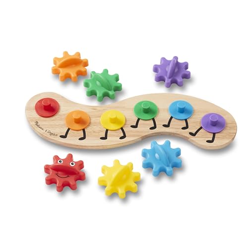 Melissa & Doug Rainbow Caterpillar Gear Toy with 6 Interchangeable Gears