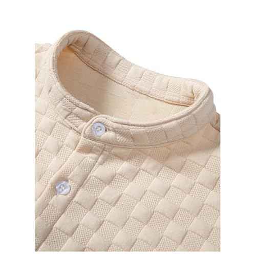 Verdusa Men's 2 Pieces Outfits Short Sleeve Button Down Shirts Textured Short Set