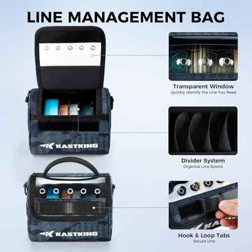 KastKing BaitSpace Line Management Bag, Fishing Line Storage Bag with Water Resistant Nylon, Clear View Window, Removable Divider, Tangle-free Leader Line Holder