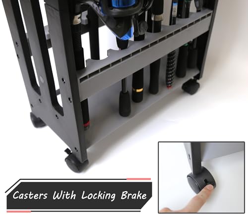 Jorazor Fishing Rod Holder,Fishing Pole Holders for Garage,Rod Holder for 16 Rod and Reel Combos,Vertical Fishing Rod Rack...