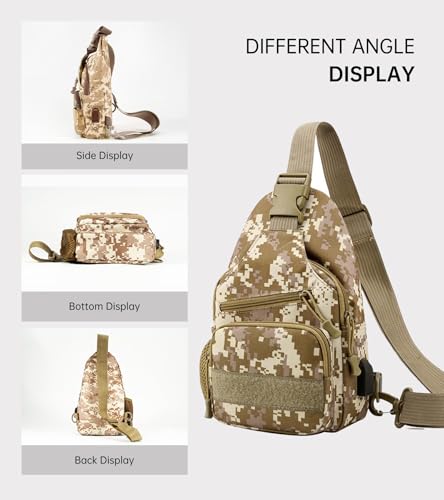 Men's Waterproof Oxford Canvas Messenger Bag with Camouflage Chest Bag for Outdoor Leisure Mountain Hiking, Adjustable Strap