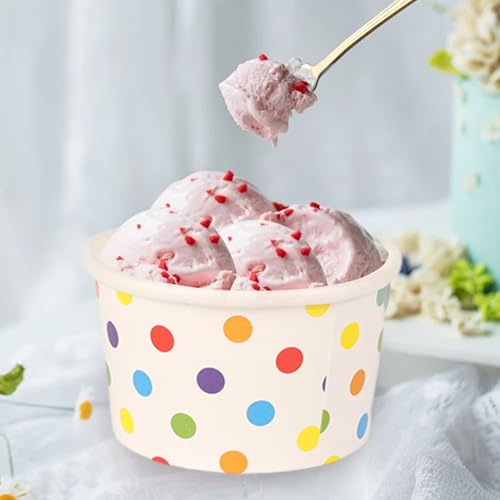 zandfelo 50 Pcs 5.5 oz Ice Cream Cups, Disposable Ice Cream Cups,Frozen Dessert Yogurt Cups, Paper Sundae Cups, Disposable...