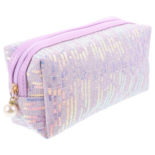 CALLARON Glitter Makeup Bag - 8inch Portable Cosmetic Bag for Women, Trendy Shimmery Evening Purse, Travel Makeup Pouch wi...