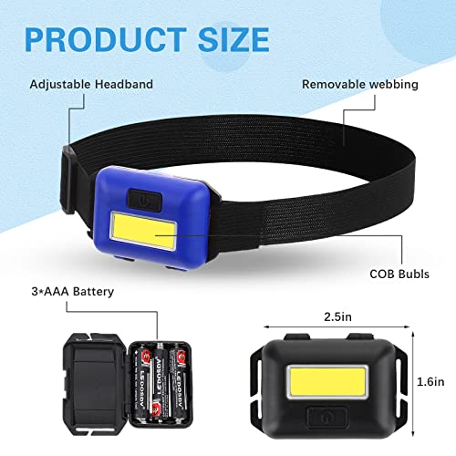 Treela 30 Pieces Led Headlamp Flashlight Outdoor Head Lamp Adjustable Headband Flashlights with 3 Modes Include 90 AAA Bat...