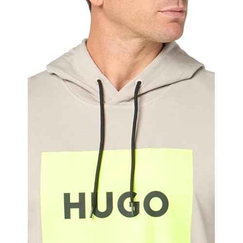 HUGO Men's Regular Fit Square Logo Hooded Jersey Sweatshirt