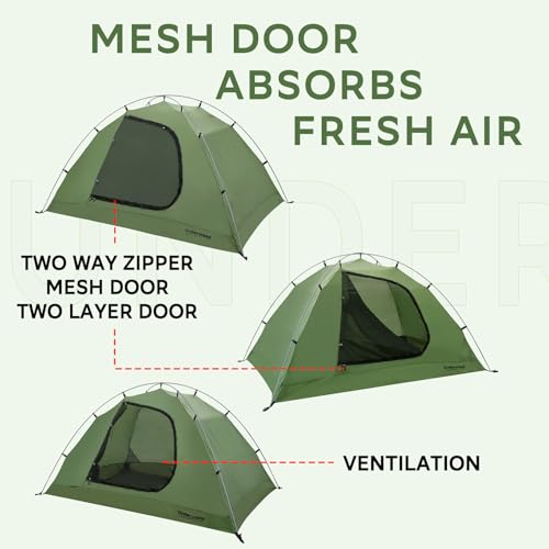 1/2 Person Backpacking Tent for 4-Season - Winter Waterproof Tent for One Person, Lightweight Camping Gear for Backpackin...