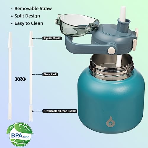 BJPKPK Insulated Water Bottles with Straw, 27 oz Cute Water Bottles with Handle, BPA Free Stainless Steel Metal Jug, Easy ...