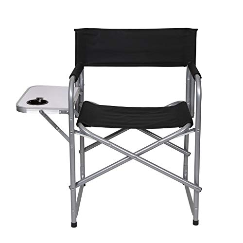 Stansport Directors Chair with Side Table, One Size, Black