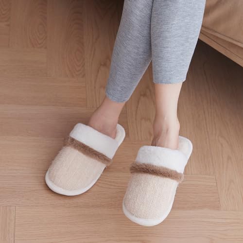 GOEWY Cozy Slippers for Women Indoor and Outdoor Fuzzy House Shoes with Memory Foam Anti-Skid Sole Gifts for Women Mom Ladies