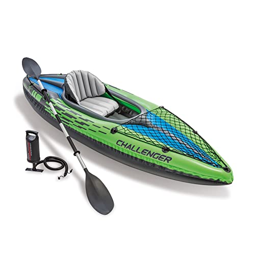 INTEX Challenger Inflatable Kayak Series: Includes Deluxe 86in Kayak Paddles and High-Output Pump – SuperStrong PVC – Adju...