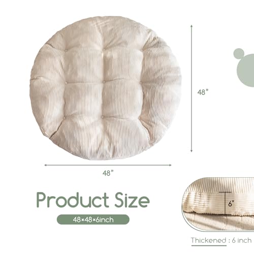 HIGOGOGO Papasan Chair Cushion with Corduroy Cover (Without Chair), 48 x 48 Inch Supportive Cushion, Overstuffed Chair Cus...