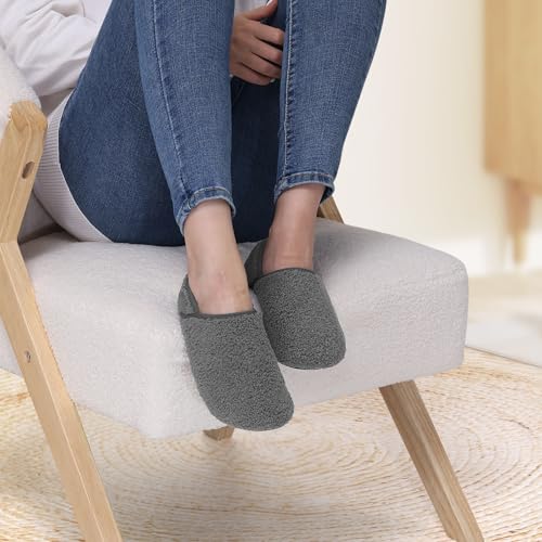 Womens Mens Slippers Fuzzy House Shoes Slipper Socks Rubber Sole Slip On Soft-Lightweight Non Slip Indoor/Outdoor