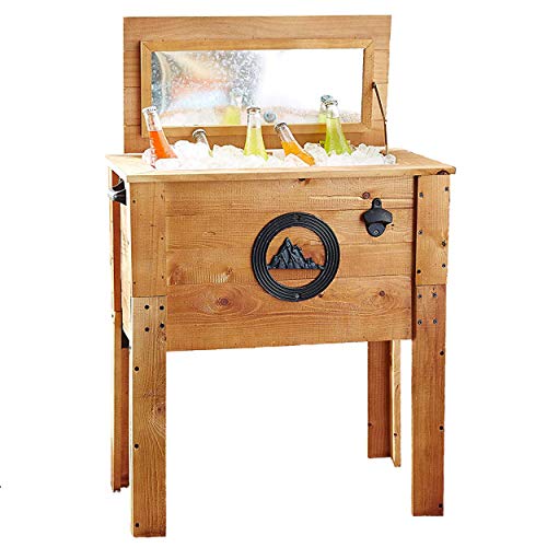 Backyard Expressions Rustic Outdoor Beverage Cooler for Patio - 45 Qt. - Rustic Brown