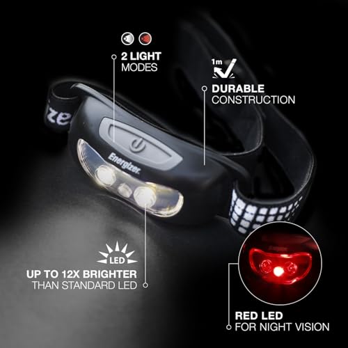 Energizer Universal+ LED Headlamp (2-Pack), Bright Head Lamp for Outdoors, Camping and Emergency Light, IPX4 Water Resista...