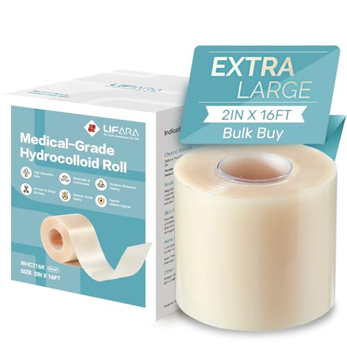 LIFARA Hydrocolloid Roll for Wound Care - Cut-to-Size, Extra Large Hydrocolloid Patch Bandages with Self-Adhesive, Ultra A...