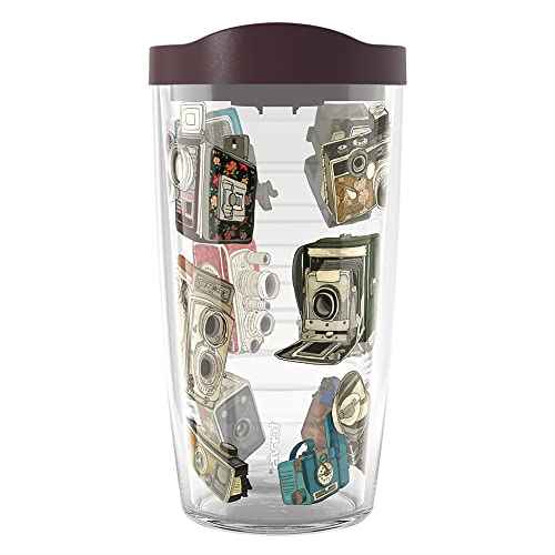 Tervis Retro Cameras Made in USA Double Walled Insulated Tumbler Travel Cup Keeps Drinks Cold & Hot, 16oz, Lidded