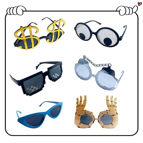 HEYTOP 16 Pack Funny Sunglasses Novelty Party Glassses Masks for Adults Cool Shaped Funny Party Eyeglasses, Photo Booth Pr...