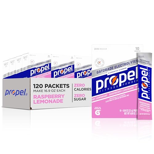 Propel Electrolyte Enhanced Water Drink Mix Powder Packets, Raspberry Lemonade, Zero Calorie & Zero Sugar Hydration with E...
