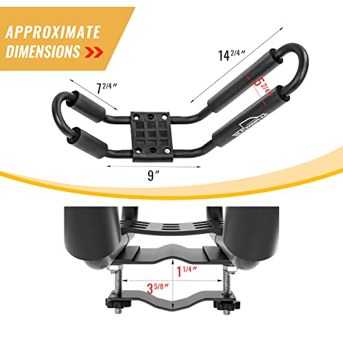 AA-Racks J-Bar Rack Roof Top Mount with 16 Ft Ratchet Lashing Straps, Folding Carrier for Your Canoe, SUP and Kayaks on SU...