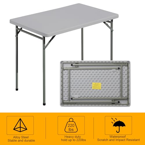 FROASISPRO Folding Table 3ft Rectangular All-Occasion Plastic Folding Event Table for Indoor and Outdoor, Portable Desk, C...