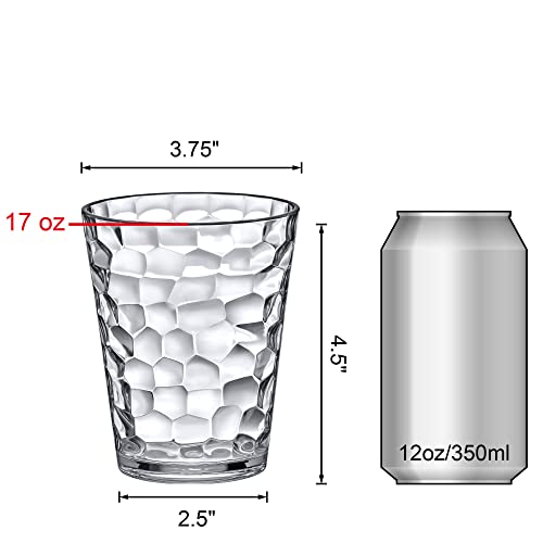 Amazing Abby - Iceberg - 16-Ounce Plastic Tumblers (Set of 8), All-Clear Reusable Plastic Cups, Stackable, BPA-Free, Shatt...